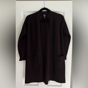 Eileen Fisher 100% Italian Wool Open-Front Cardigan, Size Small